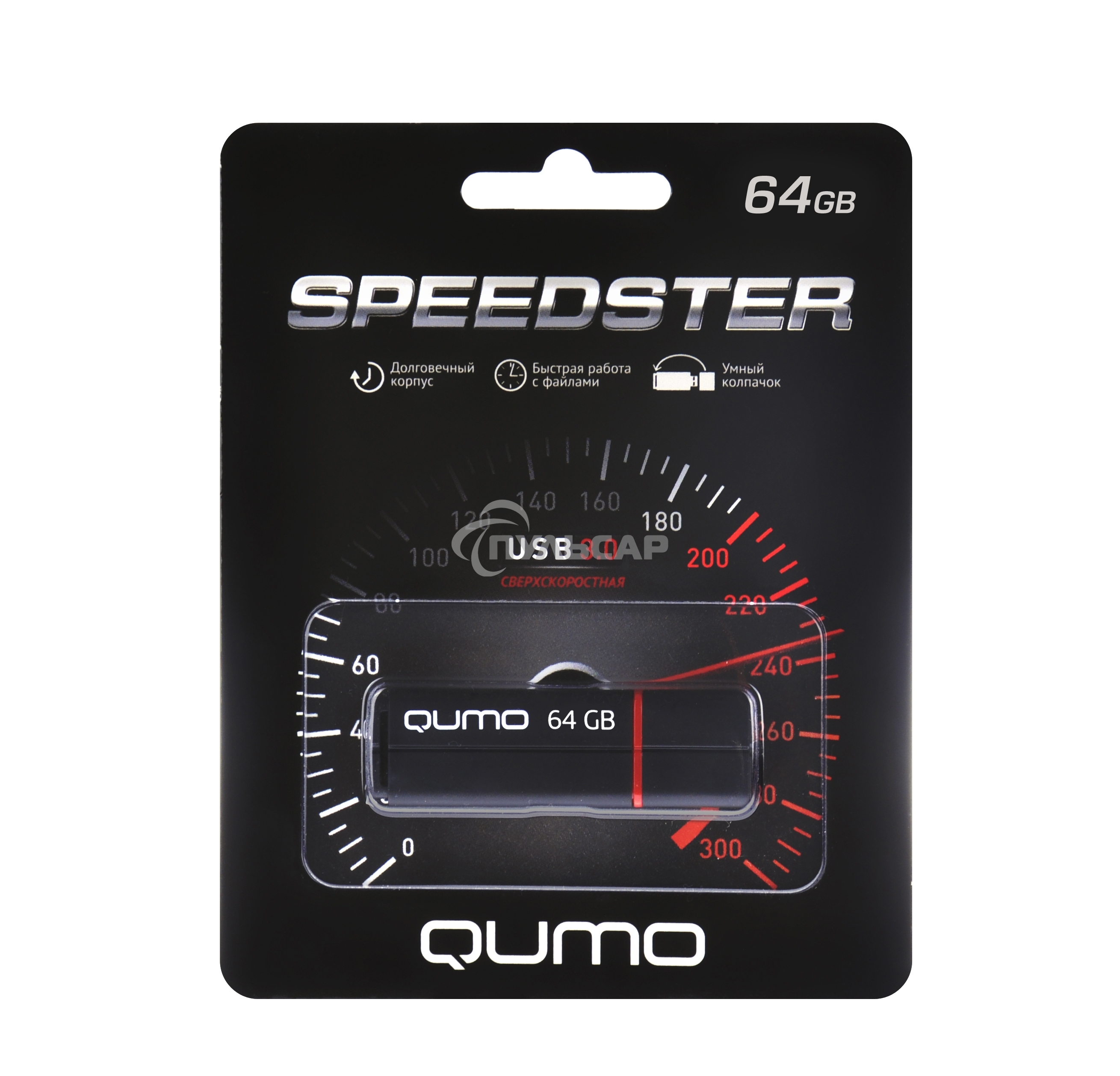 Флешка USB 3.0 QUMO 64 Gb, Speedster черный