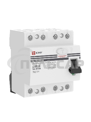 Выключатель дифференциального тока (УЗО) 4п 40А 30мА тип AC ВД-100 PROxima (электромех.) EKF elcb-4-40-30-em-pro