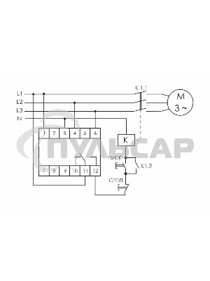 Реле контроля фаз CZF-310 (1 модуль; монтаж на DIN-рейке; 3х400/230+N 8А 1NO/NC IP20) F&F EA04.001.005