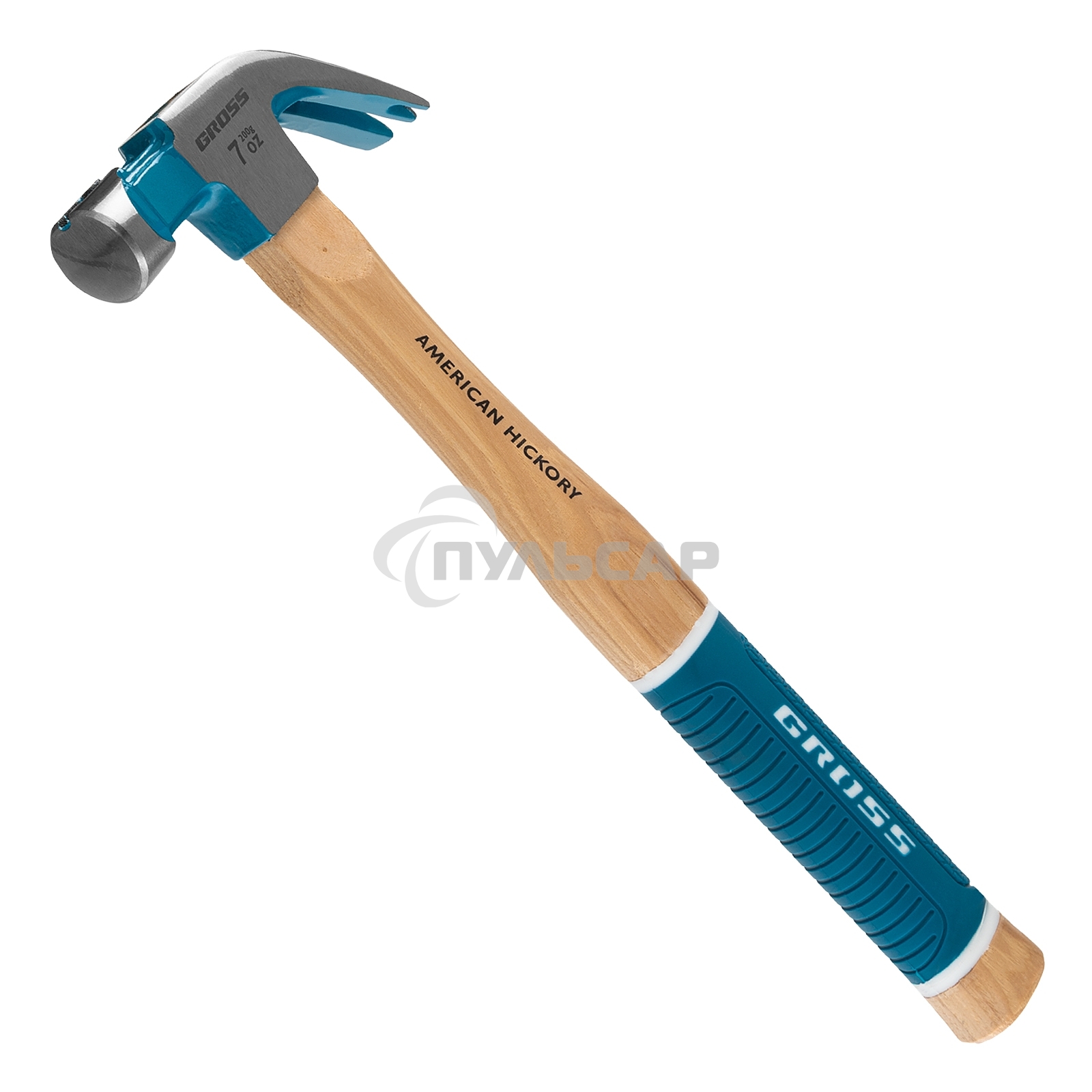 Молоток-гвоздодер GROSS 200 г угол 45 магнит обрезиненная рукоятка AMERICAN HICKORY 10414