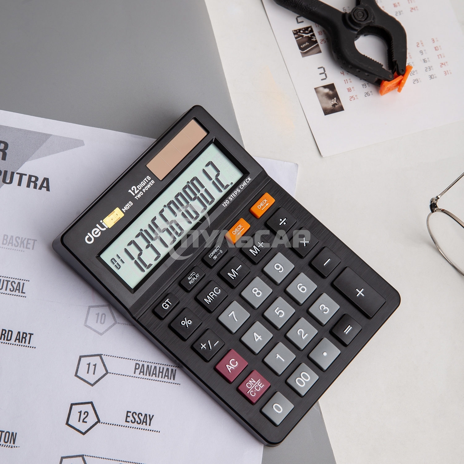 Калькулятор настольный Deli EM01320 черный 12-разр.