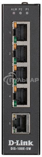 Промышленный неуправляемый коммутатор D-Link DIS-100E-5W/A1A с 5 портами 10/100Base-TX, функцией энергосбережения и поддержкой QoS