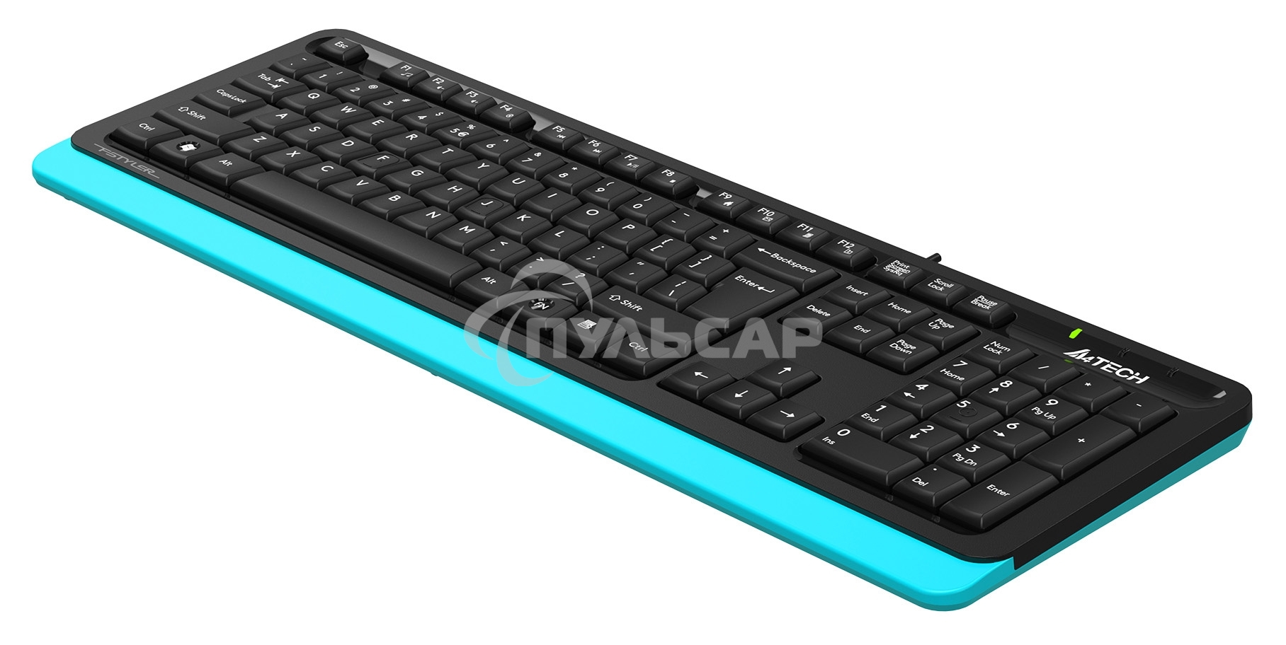 Клавиатура проводная A4Tech Fstyler FKS10, USB, черный/синий