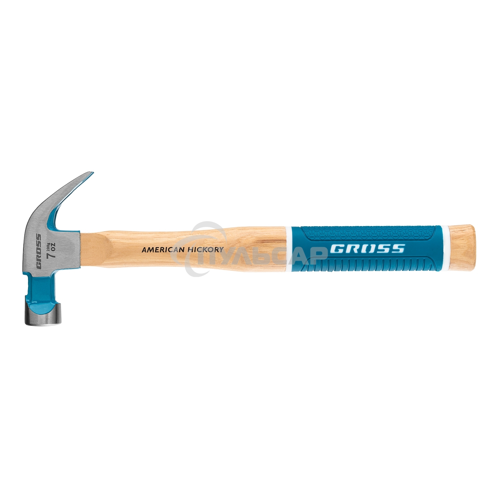 Молоток-гвоздодер GROSS 200 г угол 45 магнит обрезиненная рукоятка AMERICAN HICKORY 10414
