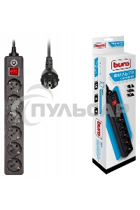 Сетевой фильтр BURO Сетевой фильтр, 6 розеток, 5 метра, (600SH-5-B), черный 992278