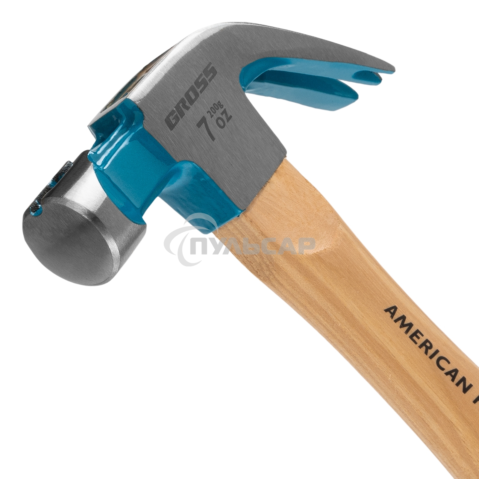 Молоток-гвоздодер GROSS 200 г угол 45 магнит обрезиненная рукоятка AMERICAN HICKORY 10414