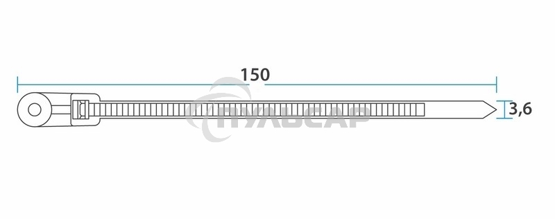 Хомут-стяжкa нейлоновая под винт Rexant 150x3,6 мм, черная, упаковка 100 шт.