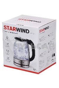 Чайник электрический Starwind SKG5210 1.7л. 2200Вт черный/серебристый (корпус: стекло)