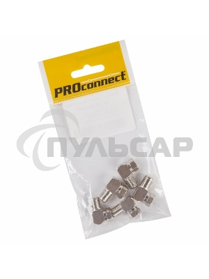 Переходник антенный, (штекер F - гнездо F), угловой, (5шт.) (пакет) PROconnect