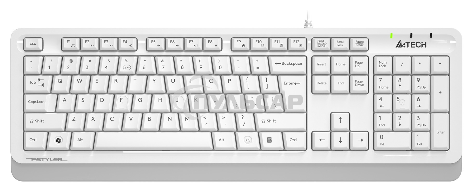 Клавиатура проводная A4Tech Fstyler FKS10, USB, белый/серый