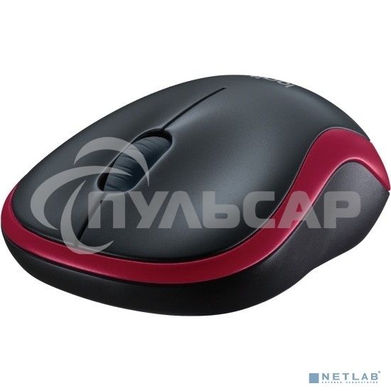 Мышь беспроводная Logitech M185, красный, 1000 dpi, радиоканал, USB, кнопки - 3