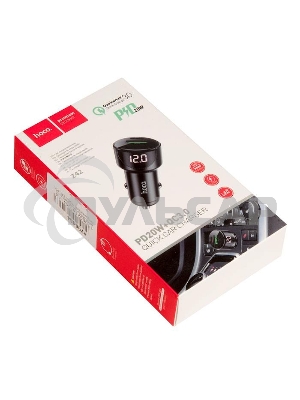 Автомобильная зарядка (от прикуривателя) HOCO Z42, PD20, QC3.0, один порт USB, один порт Type-C, черный