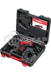 Дрель-шуруповерт ЗУБР ДШЛ-125-22, Аккумуляторная, 12В, 2 АКБ, Кейс