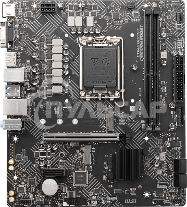 Материнская плата MSI PRO H610M-G, LGA 1700, Intel H610, 2xDDR5, 4xSATA, 1xM.2, 1xPCIe 4.0 x16, 1xPCIe 3.0 x1, 1xHDMI, 1xDP, 1xVGA, 1xRJ45 1Gb, 2xUSB-A 3.2 Gen 1, 4xUSB-A 2.0, 3x3.5мм, 7.1, mATX