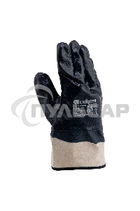 Перчатки трикотажные с обливом из бутадиен-нитрильного каучука, крага, L Сибртех