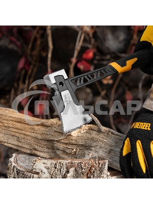 Топор цельнокованый Denzel 600 г, двухкомпонентная обрезиненная рукоятка