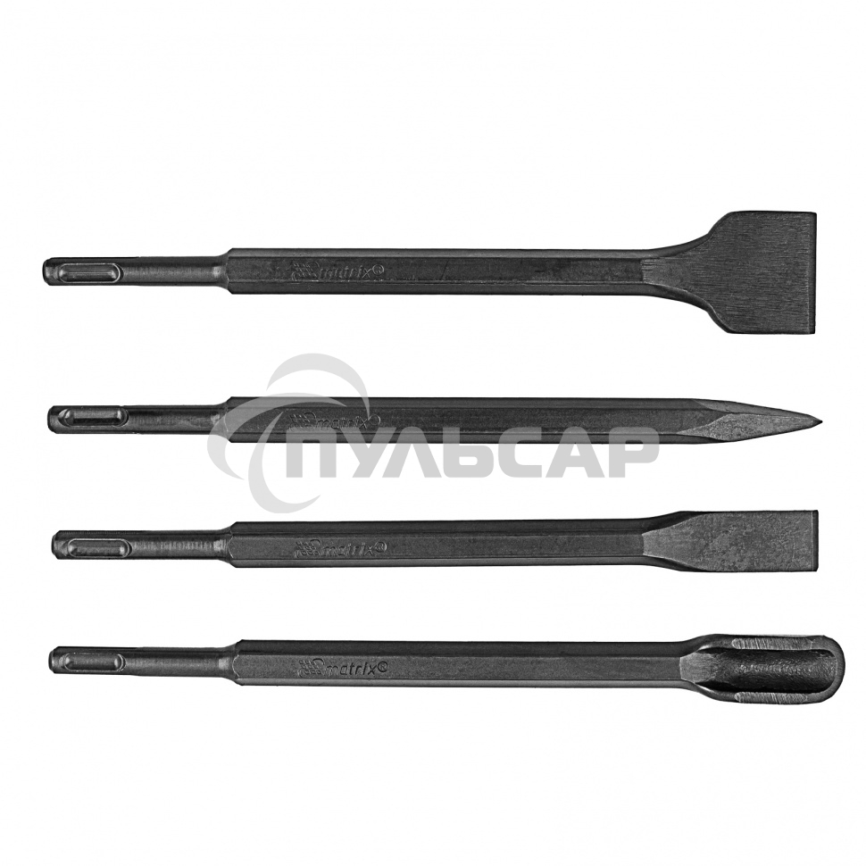 Набор буров Matrix по бетону, 6-8-10х160, 8-10-12х210, 10-12-14х260 мм, зубила 4шт., в боксе