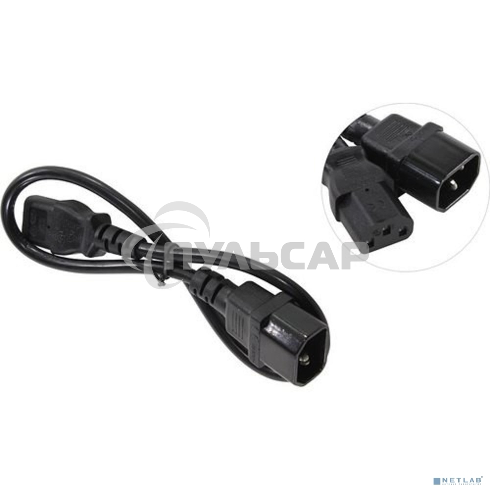 Кабель монитор-компьютер (UPS->уст-во) ExeGate Power EC-0,5P (С13->С14) VDE-250V-3*0.75-CU,10A, 0.5м