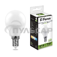 Лампа светодиодная Feron LB-95 7W 230V E14 4000K G45