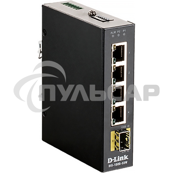 Коммутатор D-Link DIS-100G-5SW/A1A Промышленный неуправляемый коммутатор с 4 портами 10/100/1000Base-T, 1 портом 1000Base-X SFP, функцией энергосбереж