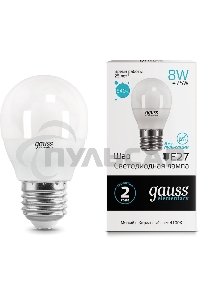 Лампа светодиодная Gauss LED Elementary Шар 8W E27 540lm 4100K 1/10/100 0