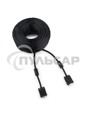 Кабель Gembird/Cablexpert CC-PPVGA-30M-B,Кабель VGA Premium, 15M/15M, 30м, черный, тройной экран, феррит.кольца