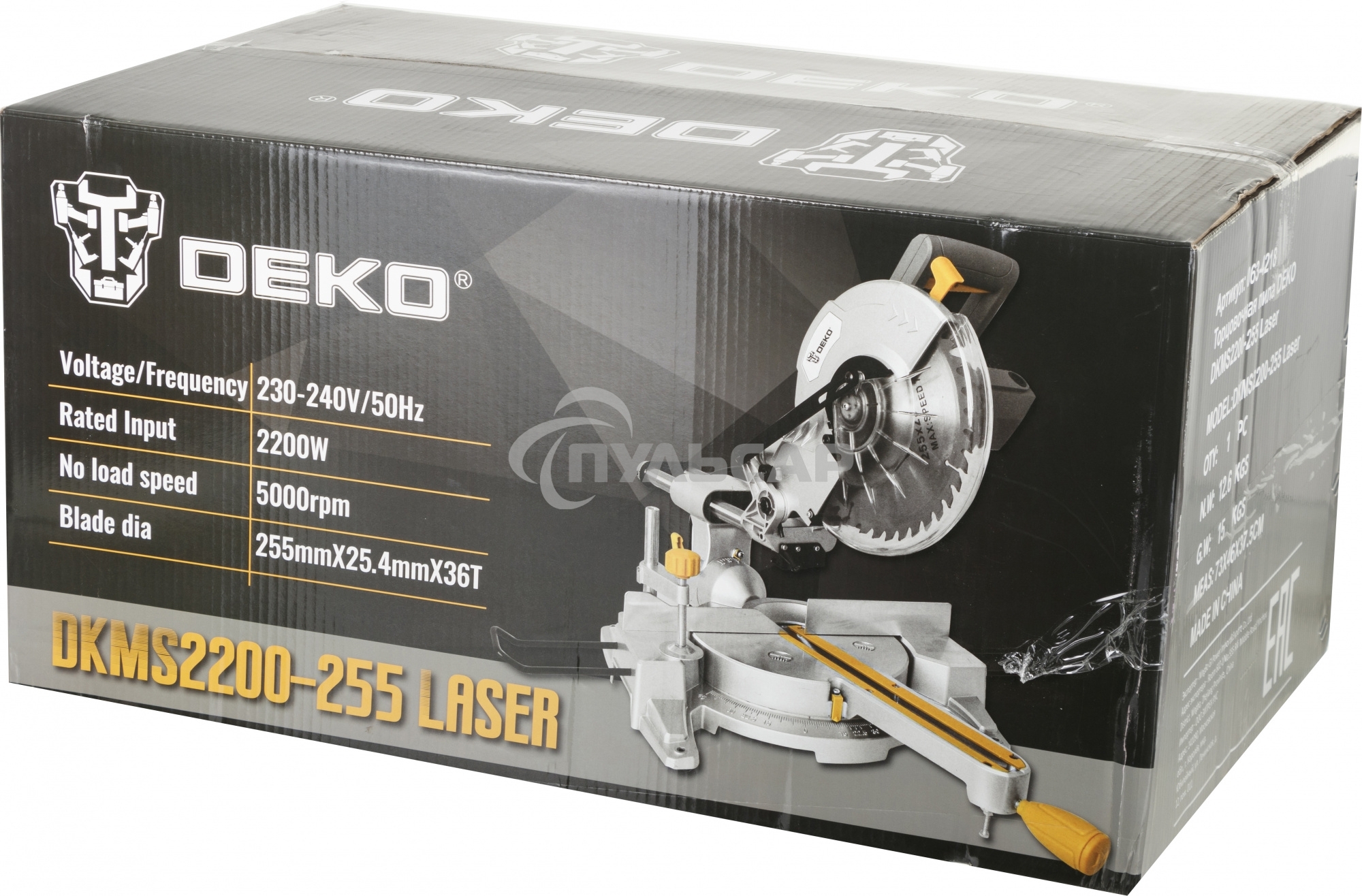 Торцовочная пила Deko DKMS2200-255 Laser 2200Вт 4500об/мин d=255мм