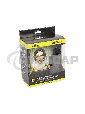 Наушники RITMIX RH-524M Диам дин:40 мм,Частот хар-ка:20-20 КГц,Сопр:32 Ом,Чувст:105 дБ+/-3дБ,Чувст мик:-58дБ+/-3дБ,Разъем:3,5мм+3,5мм,кабель 2 м+/-0,3м,в комплекте рег громк