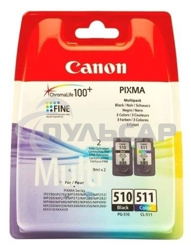 Картридж струйный PG-510/CL-511 (2970B010), для Canon PIXMA MP240/260/480, MX320/330, 3 цвета, 244 стр.