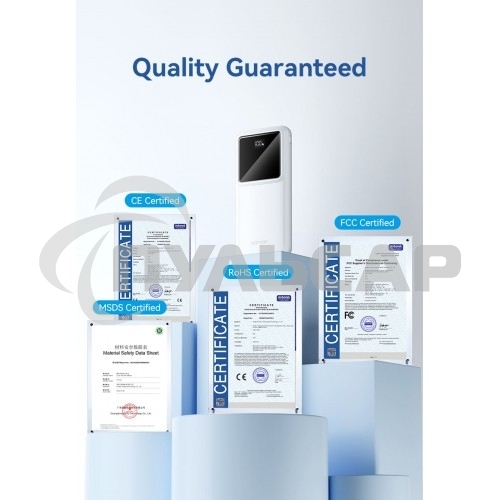 Портативный аккумулятор Vention 10000mAh(M/C-A/A)22.5W белый с LED Дисплеем