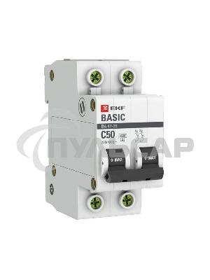 Выключатель автоматический EKF mcb4729-2-50C 2P 50А (C) 4,5кА ВА 47-29 Basic