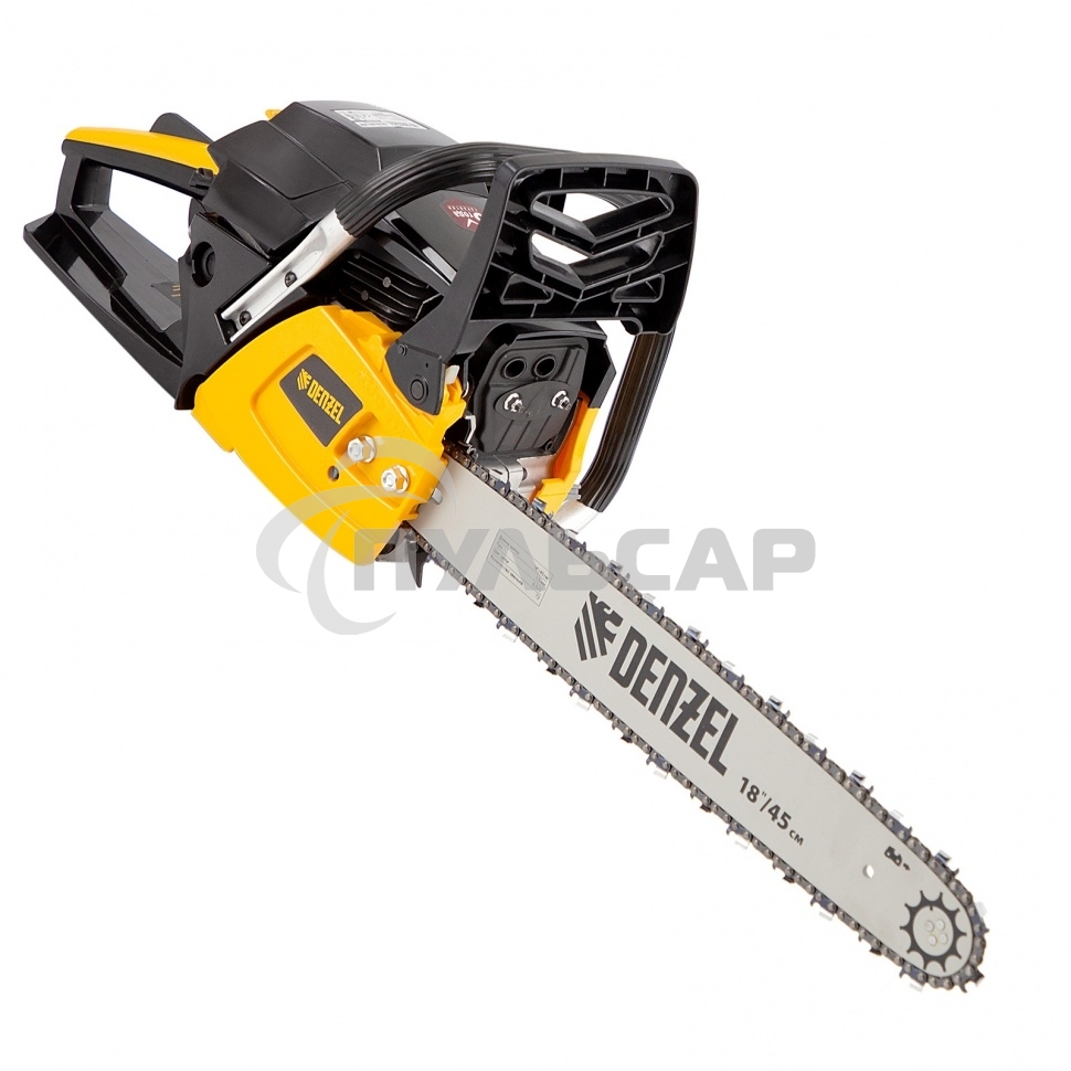 Пила цепная бензиновая Denzel DGS-5218, шина 45 см, 52см3, 3,5 л.с., шаг 0,325, паз 1,5 мм,