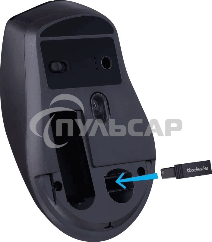 Мышь беспроводная Defender Effect X MS-095 черный, 1600 dpi, радиоканал, USB, кнопки - 6