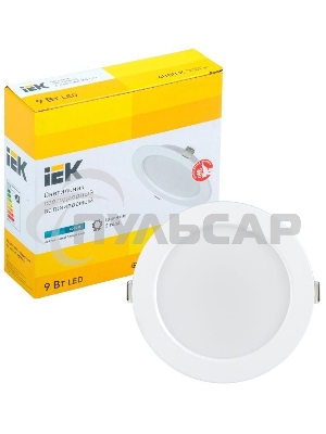 Светильник светодиодный Iek LDVO0-1612-09-4000-K01 ДВО 1612 белый круг 9Вт 4000К IP20 пластик. корпус, диам 118 мм