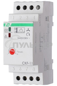 Реле контроля фаз для сетей с изолированной нейтралью CKF-11 (монтаж на DIN-рейке 35мм; регулировка задержки отключения; контроль чередования фаз; 3х400В 8А 1Z 1R IP20)(аналог ЕЛ-11Е) F&F EA04.004.003