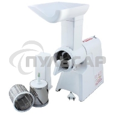 Мясорубка электрическая Мастерица КЭМ-02, г. Киров, с овощерезкой, производительность 40 кг/час, 3 скорости, максимальная мощность 600 Вт