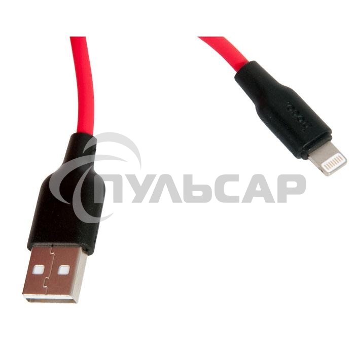 Кабель USB 2.0 HOCO X21, силиконовая оплетка, AM/Lightning M, черно-красный, 1м