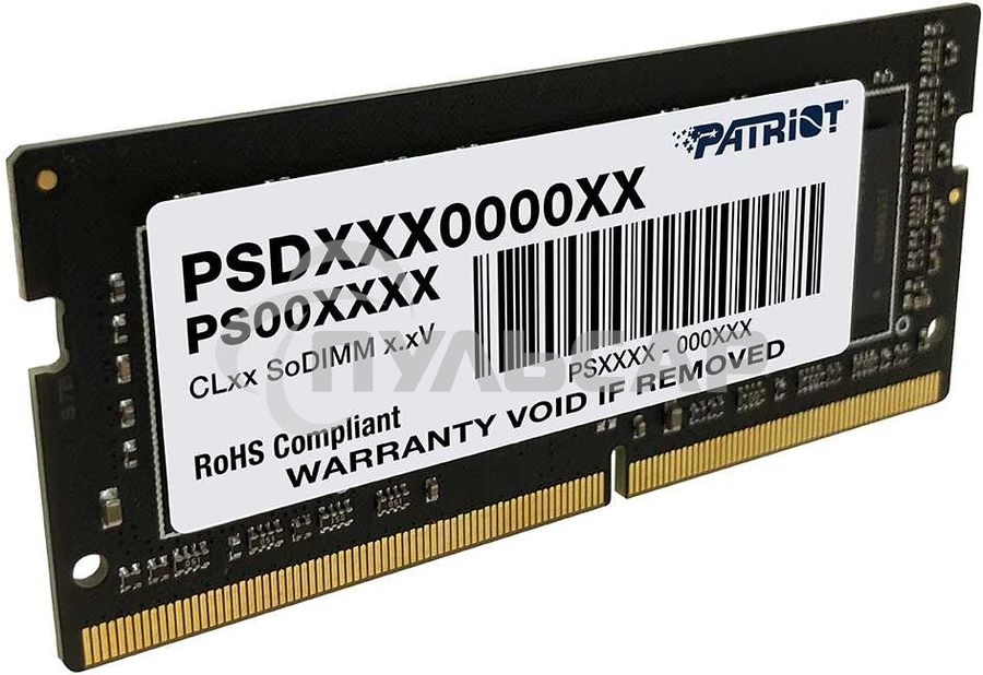 Оперативная память Patriot Signature, DDR4, 8Gb (1x8 Gb), 3200 MHz, CL22, SO-DIMM
