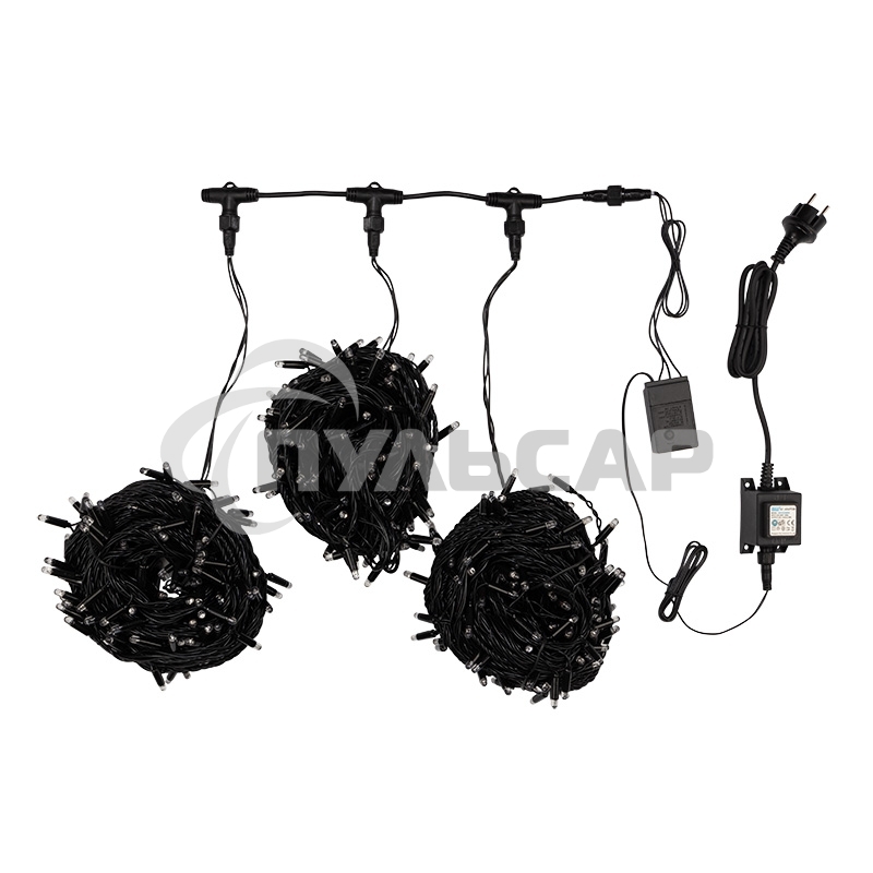 Гирлянда Neon-night LED ClipLight 24V, 3 нити по 20 м, свечение с динамикой, цвет диодов белый