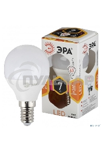Лампа светодиодная LED 7Вт E14 220В 2700К smd P45 шар Б0020548 ЭРА