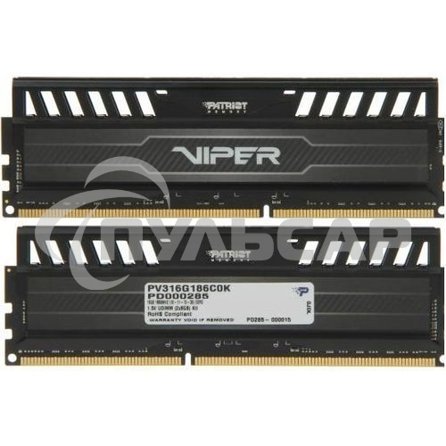 Оперативная память Patriot Viper 3, DDR3, 16Gb (2x8 Gb), 1866 MHz, CL10, DIMM, радиатор, черный