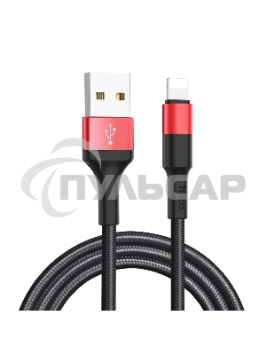 Кабель USB 2.0 HOCO X26, AM/Lightning M, черно-красный, 1м