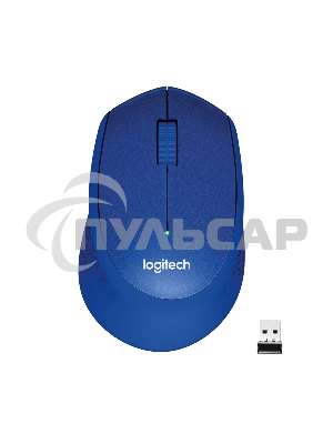 Мышь беспроводная Logitech M330 SILENT PLUS синий, 1000 dpi, радиоканал, USB, кнопки - 3