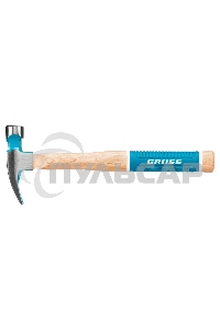 Молоток-гвоздодер,280 г, угол 75, магнит, обрезиненная рукоятка AMERICAN HICKORY GROSS