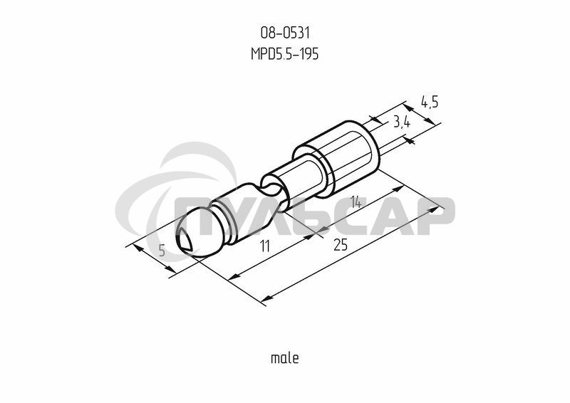 Разъем штекерный изолированный штекер 5 мм 4-6 мм² (РШи-п 6.0-5) желтый Rexant