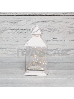 Декоративный фонарь Neon-night с росой, белый корпус, размер 10,7х10,7х23,5 см, цвет теплый белый