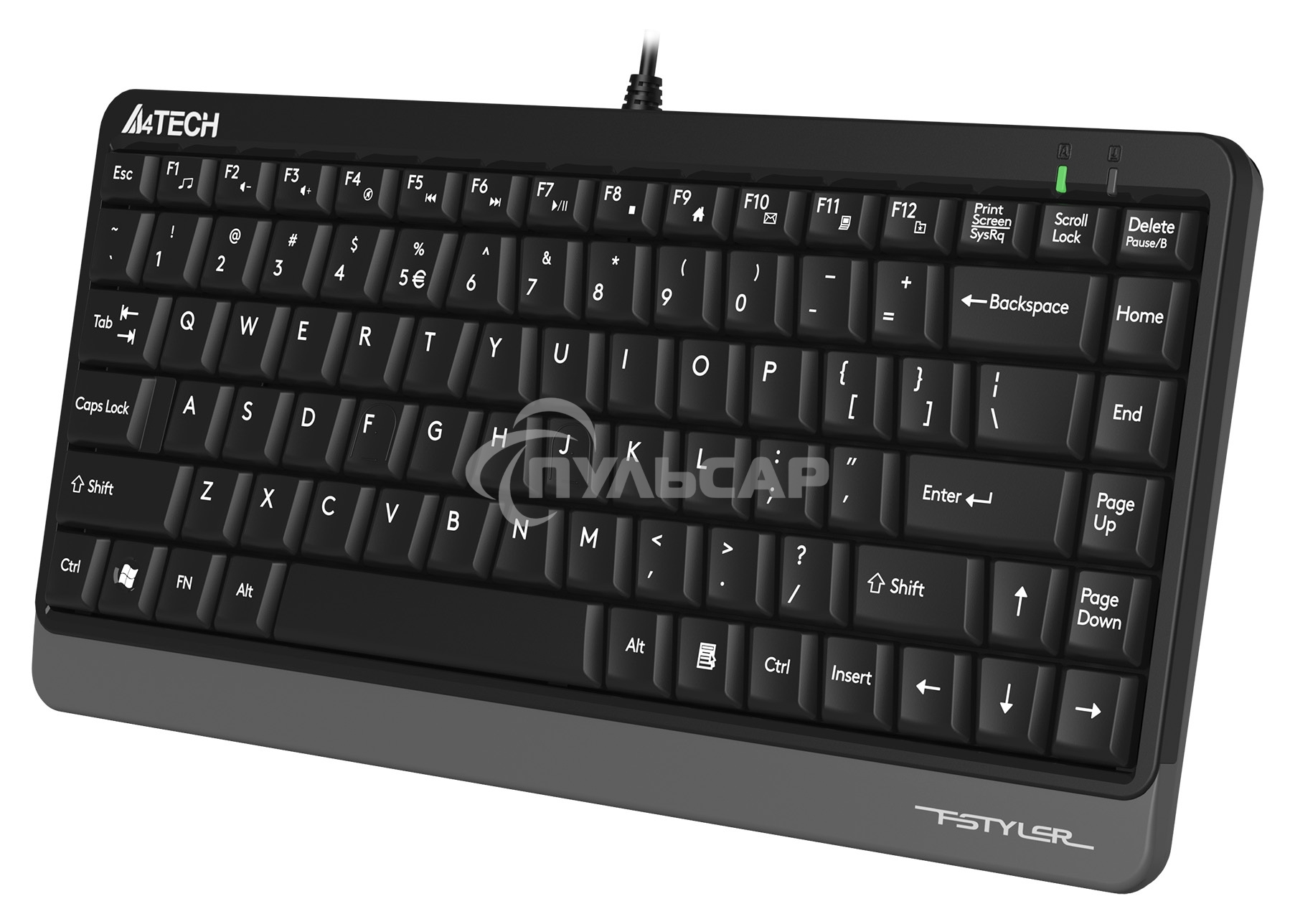 Клавиатура проводная A4Tech Fstyler FKS11, USB, черный/серый