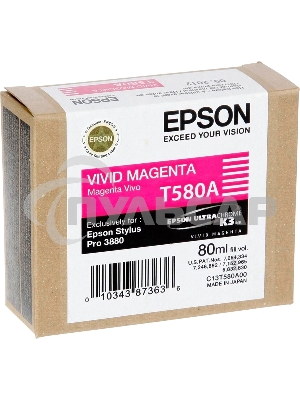 Картридж струйный Epson T580A (C13T580A00) пурпурный (80 мл) для Epson Stylus Pro-3880