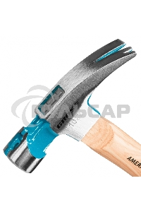 Молоток-гвоздодер,280 г, угол 75, магнит, обрезиненная рукоятка AMERICAN HICKORY GROSS