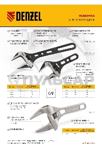 Ключ разводной, 150 мм, CrV, кованый Denzel